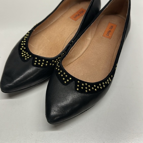 Miz Mooz Whitney Ballet Flat Shoes Studded Leather Pointed Toe Black Size 6 - Picture 4 of 9
